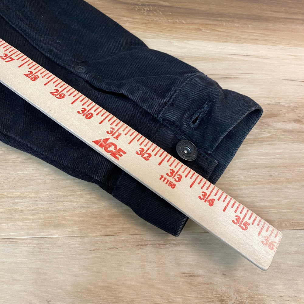 ZARA Denim Trucker Jacket Mens XL Black Long Sleeve Button Front Jean Jacket - Picture 10 of 10